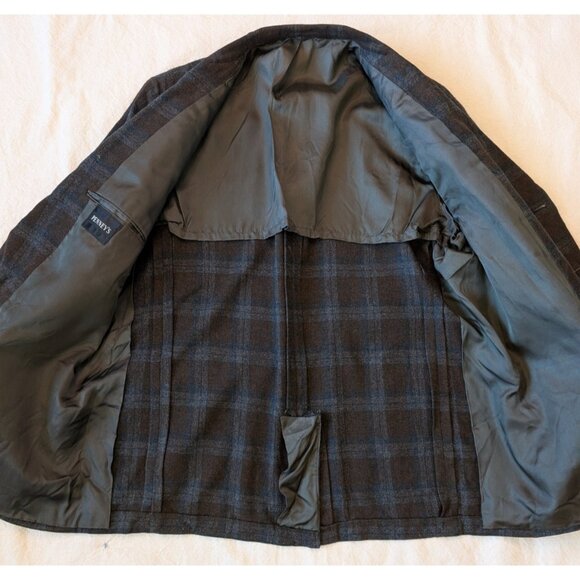 Penney's VTG 50s Shadow Plaid Wool Tweed Blazer Classic Professor Union Made XL - Picture 5 of 14
